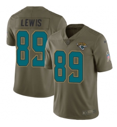 Men's Nike Jacksonville Jaguars #89 Marcedes Lewis Limited Olive 2017 Salute to Service NFL Jersey