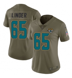 Women's Nike Jacksonville Jaguars #65 Brandon Linder Limited Olive 2017 Salute to Service NFL Jersey