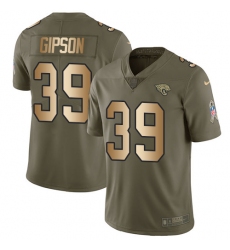 Men's Nike Jacksonville Jaguars #39 Tashaun Gipson Limited Olive/Gold 2017 Salute to Service NFL Jersey