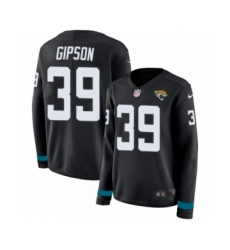 Women's Nike Jacksonville Jaguars #39 Tashaun Gipson Limited Black Therma Long Sleeve NFL Jersey
