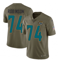 Youth Nike Jacksonville Jaguars #74 Cam Robinson Limited Olive 2017 Salute to Service NFL Jersey