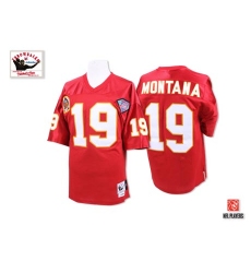 Mitchell and Ness Kansas City Chiefs #19 Joe Montana Red 75th Anniversary Authentic Throwback NFL Jersey