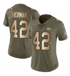 Women's Nike Kansas City Chiefs #42 Anthony Sherman Limited Olive/Gold 2017 Salute to Service NFL Jersey