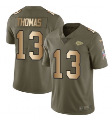 Youth Nike Kansas City Chiefs #13 De'Anthony Thomas Limited Olive/Gold 2017 Salute to Service NFL Jersey