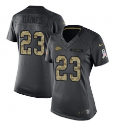 Women's Nike Kansas City Chiefs #23 Phillip Gaines Limited Black 2016 Salute to Service NFL Jersey