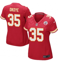 Women's Nike Kansas City Chiefs #35 Christian Okoye Game Red Team Color NFL Jersey